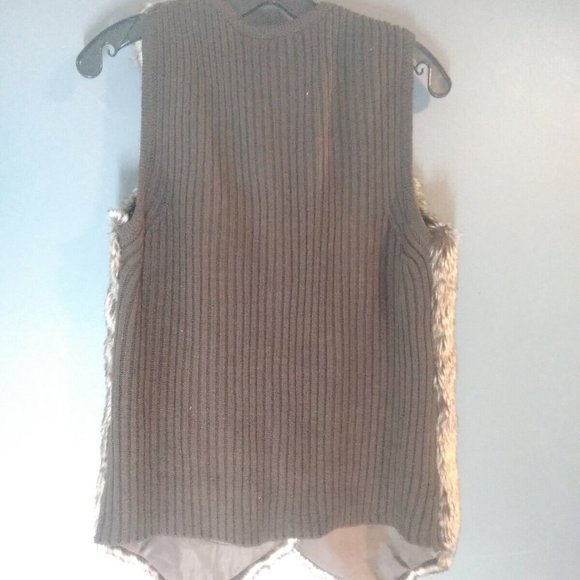 New Directions Women's Faux Fur Vest Cardigan, Size L, Brown, 100% Acrylic - Picture 2 of 7